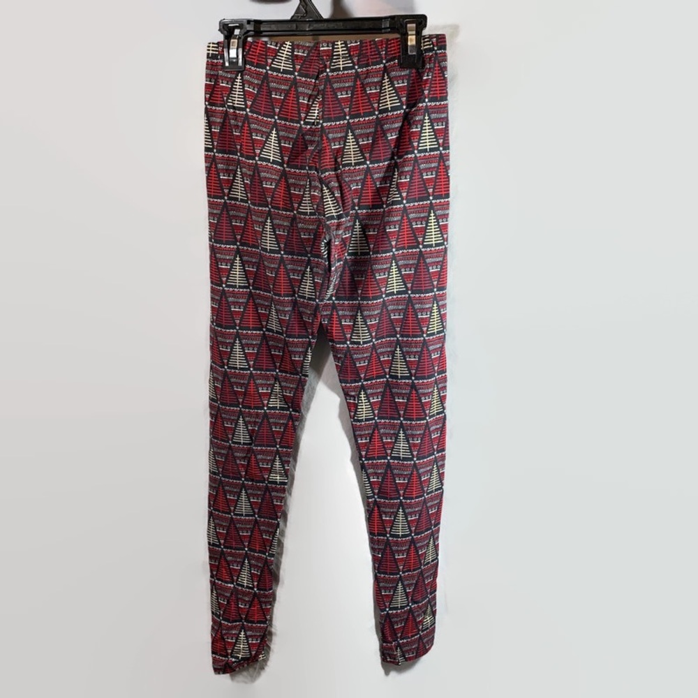 Fabkids Girls Leggings Red Black Gold Holiday Print Size 14/16 XXL - Picture 2 of 7